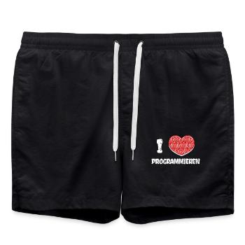 Developer Herz Programmierer Statement Informatik - Badeshorts - Schwarz - Vorne - AI Model Male 185 light (185cm)