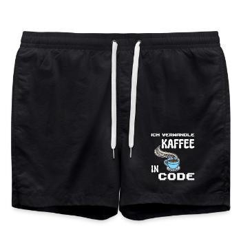 Developer Computerfreak Statement Coden Skripting - Badeshorts - Schwarz - Vorne - AI Model Male 185 light (185cm)