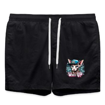 Sphynx Katze cool Was geht ab Hip Hop Geschenk - Badeshorts - Schwarz - Vorne - AI Model Male 185 light (185cm)