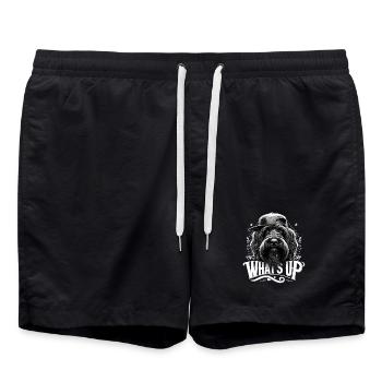 Schapendoes What's Up Gangsta Cool Dog Gift - Swim Trunks - black - Front - AI Model Male 185 light (185cm)