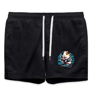 Cochon d’Inde cool sur un skateboard - Short de bain - noir - Devant - AI Model Male 185 light (185cm)
