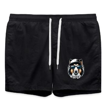 Collie What's Up Gangsta Gangster Dog Gift - Swim Trunks - black - Front - AI Model Male 185 light (185cm)
