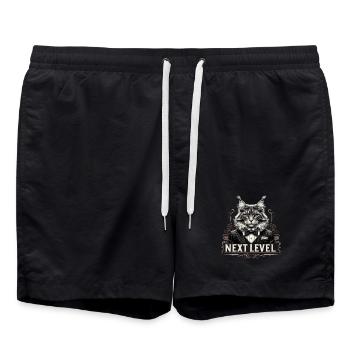 Maine Coon Katze Next Level Anzug Erfolg Geschenk - Badeshorts - Schwarz - Vorne - AI Model Male 185 light (185cm)