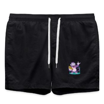 Pizza: Affe macht es besser! - Badeshorts - Schwarz - Vorne - AI Model Male 185 light (185cm)