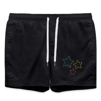 ETOILE. STAR. ETOILES. FÊTE. ANNIVERSAIRE. NOËL - Short de bain - noir - Devant - AI Model Male 185 light (185cm)