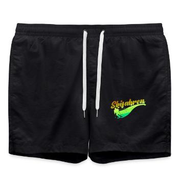 Schifahren Winter Skifahrer Wintersport Skiurlaub - Badeshorts - Schwarz - Vorne - AI Model Male 185 light (185cm)