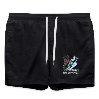 Skiing Skiers Winter sports Fun on the slopes Mountain - Swim Trunks - black - Front - AI Model Male 185 light (185cm)