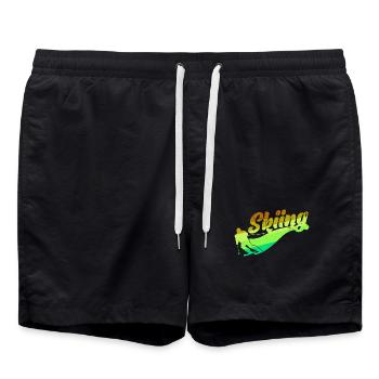 Schifahren Schifahrer Wintersport Pistengaudi - Badeshorts - Schwarz - Vorne - AI Model Male 185 light (185cm)