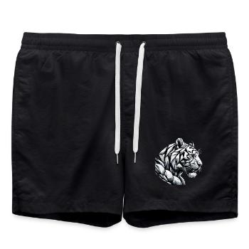 Tiger Tigerkopf geometrisch Geometrie Geschenk - Badeshorts - Schwarz - Vorne - AI Model Male 185 light (185cm)