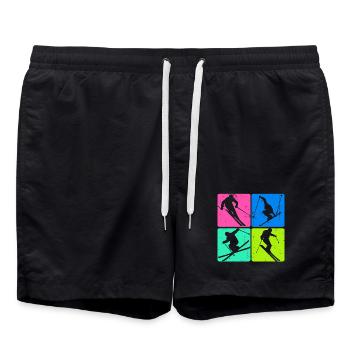 Biathlon Schispringen Wintersport Skiurlaub Schnee - Badeshorts - Schwarz - Vorne - AI Model Male 185 light (185cm)