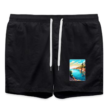 Crète Grèce Affiche de voyage vintage WPA Souvenir - Short de bain - noir - Devant - AI Model Male 185 light (185cm)