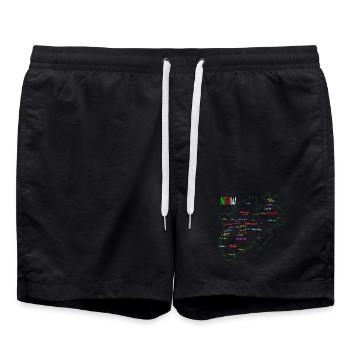 Lustige NRW Karte - Badeshorts - Schwarz - Vorne - AI Model Male 185 light (185cm)