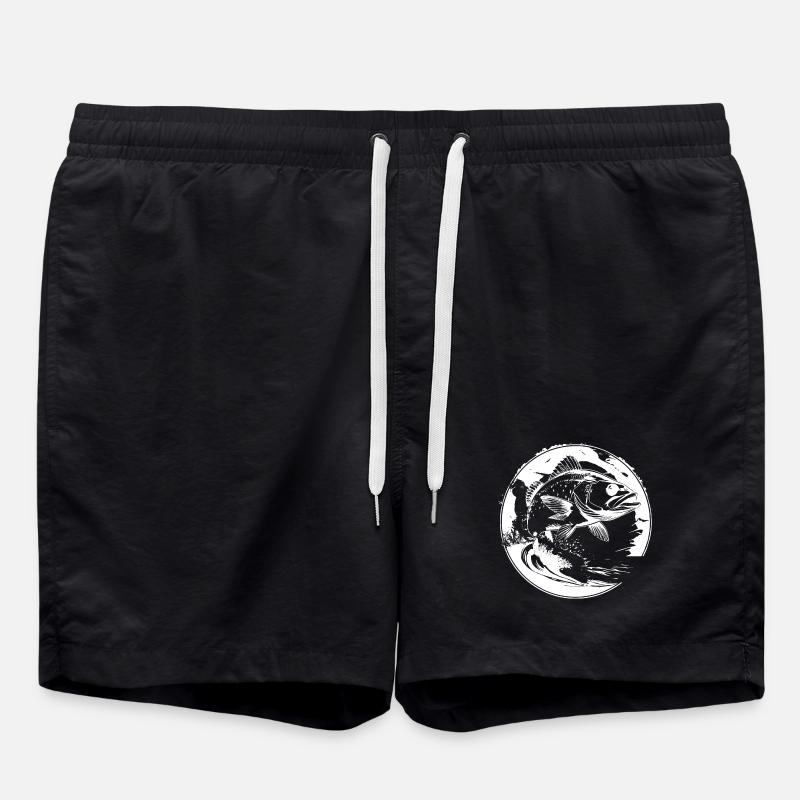 Fish Graphic - Swim Trunks - black