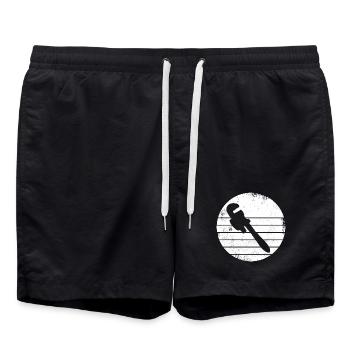 Pipe Wrench Drawing - Swim Trunks - black - Front - AI Model Male 185 light (185cm)