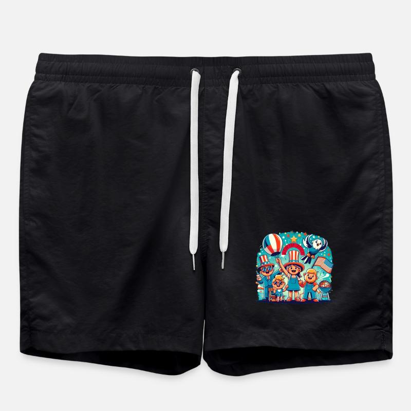 Custom 4th of July Celebration Design - Swim Trunks - black