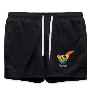 Tenerife carte contour Îles Canaries vacances vintage - Short de bain - noir - Devant - AI Model Male 185 light (185cm)