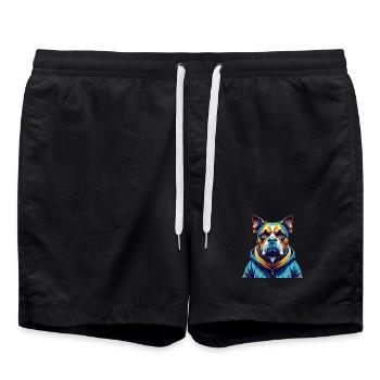 Nouvelle-Zélande Tête Chien Race Dessin Animé Kawaii - Short de bain - noir - Devant - AI Model Male 185 light (185cm)