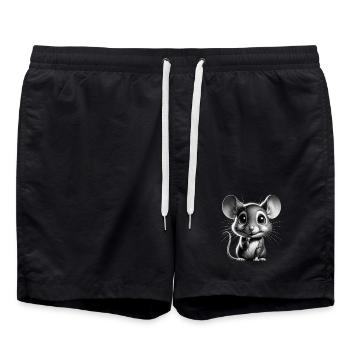 Adorable Cute Mouse Design - Swim Trunks - black - Front - AI Model Male 185 light (185cm)