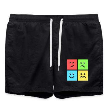 Fun geometric color games - Swim Trunks - black - Front - AI Model Male 185 light (185cm)