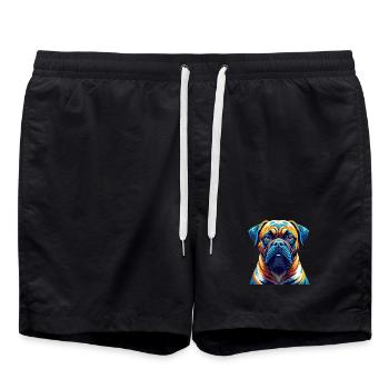 Bullmastiff Dog Breed Colorful Cartoon Kawaii - Swim Trunks - black - Front - AI Model Male 185 light (185cm)