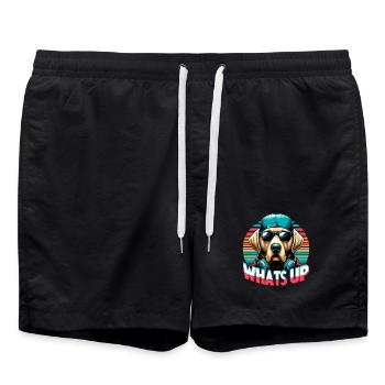 Dudley Labrador Was geht ab cooler Hund Geschenk - Badeshorts - Schwarz - Vorne - AI Model Male 185 light (185cm)