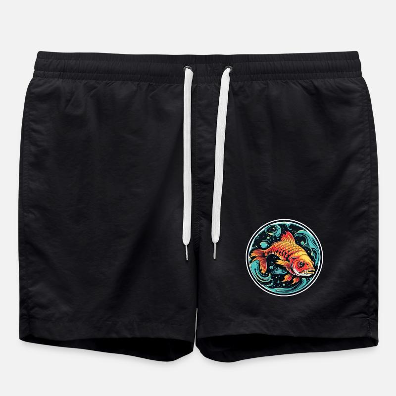 Fish Illustration - Swim Trunks - black