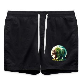 Bär mit Wald in der Silhouette - Badeshorts - Schwarz - Vorne - AI Model Male 185 light (185cm)