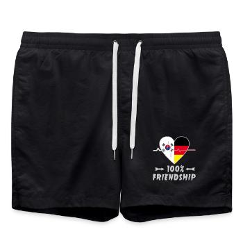 Südkorea und Deutschland 100% Freundschaft - Badeshorts - Schwarz - Vorne - AI Model Male 185 light (185cm)
