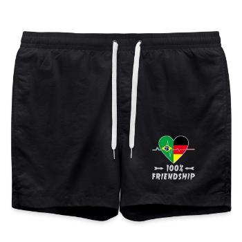 Brazil and Germany 100% friendship - Swim Trunks - black - Front - AI Model Male 185 light (185cm)
