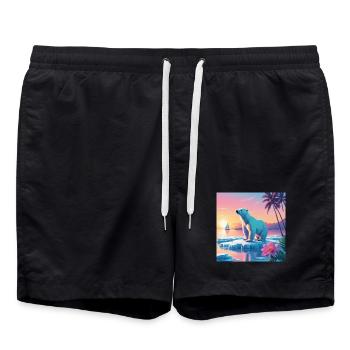 Ours polaire en vacances - Short de bain - noir - Devant - AI Model Male 185 light (185cm)
