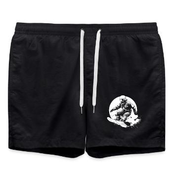 Snowboarder Drawing - Swim Trunks - black - Front - AI Model Male 185 light (185cm)