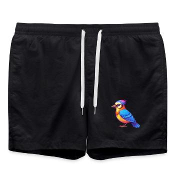 Geai bleu coloré Kawaii dessin animé Personnage Clipart - Short de bain - noir - Devant - AI Model Male 185 light (185cm)