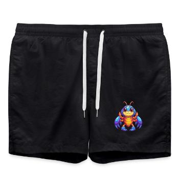 Craw Bunte Kawaii Cartoon Figur Clipart - Badeshorts - Schwarz - Vorne - AI Model Male 185 light (185cm)