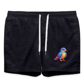 Coucou coloré Kawaii Dessin animé Personnage Clipart - Short de bain - noir - Devant - AI Model Male 185 light (185cm)