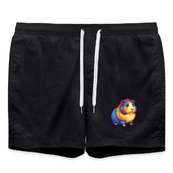 Guinea Pig Colorful Kawaii Cartoon Character Pet - Swim Trunks - black - Front - AI Model Male 185 light (185cm)