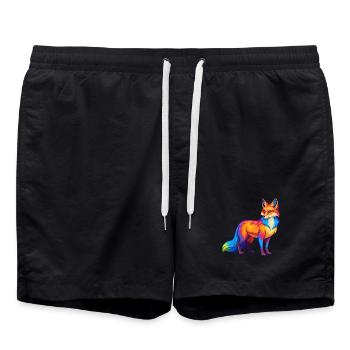 Fox Colorful Kawaii Cartoon Character Clipart - Swim Trunks - black - Front - AI Model Male 185 light (185cm)