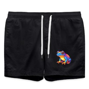 Frog Colorful Kawaii Cartoon Character Clipart - Swim Trunks - black - Front - AI Model Male 185 light (185cm)
