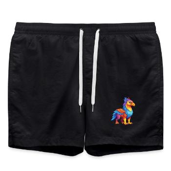 Hippogreif Bunte Kawaii Cartoon Figur Haustier - Badeshorts - Schwarz - Vorne - AI Model Male 185 light (185cm)