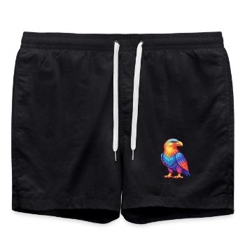 Eagle Colorful Kawaii Cartoon Character Clipart - Swim Trunks - black - Front - AI Model Male 185 light (185cm)