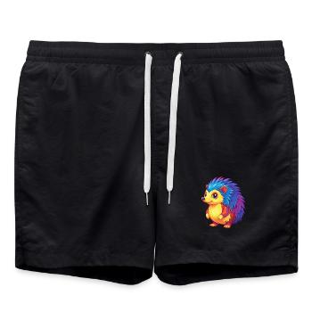 Igel Bunte Kawaii Cartoon Figur Clipart - Badeshorts - Schwarz - Vorne - AI Model Male 185 light (185cm)