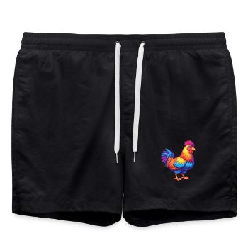 Poule coloré Kawaii dessin animé Personnage Clipart - Short de bain - noir - Devant - AI Model Male 185 light (185cm)