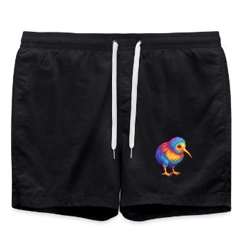 Kiwi oiseau coloré Kawaii dessin animé personnage Animal - Short de bain - noir - Devant - AI Model Male 185 light (185cm)