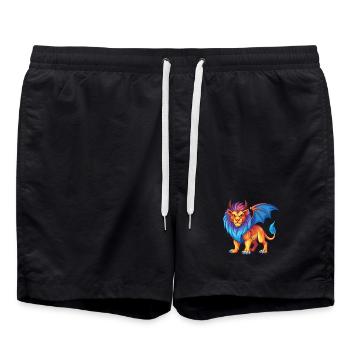Manticore Coloré Kawaii Dessin Animé Personnage Animal - Short de bain - noir - Devant - AI Model Male 185 light (185cm)