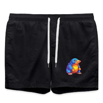 Mole Colorful Kawaii Cartoon Character Clipart - Swim Trunks - black - Front - AI Model Male 185 light (185cm)