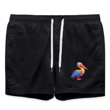 Pelican Colorful Kawaii Cartoon Character Clipart - Swim Trunks - black - Front - AI Model Male 185 light (185cm)