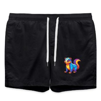 Skunk Bunte Kawaii Cartoon Charakter Clipart - Badeshorts - Schwarz - Vorne - AI Model Male 185 light (185cm)