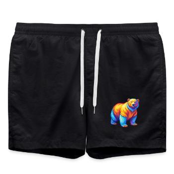 Polar Bear Colorful Kawaii Cartoon Character - Swim Trunks - black - Front - AI Model Male 185 light (185cm)