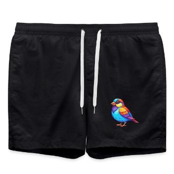 Spatz Bunte Kawaii Cartoon Figur Clipart - Badeshorts - Schwarz - Vorne - AI Model Male 185 light (185cm)