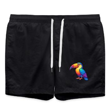 Toucan Colorful Kawaii Cartoon Character Clipart - Swim Trunks - black - Front - AI Model Male 185 light (185cm)