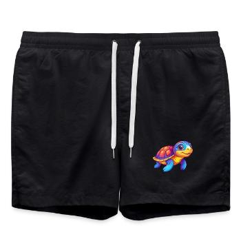 Turtle Colorful Kawaii Cartoon Character Clipart - Swim Trunks - black - Front - AI Model Male 185 light (185cm)